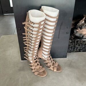 Gladiator Heeled Sandals, Leather, w Full Zip sz 10